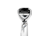 White gold Fancy Black Cushion Cut Solitaire Diamond Engagement Ring with Twisted Pave Band and Four-Prong Setting_24