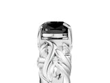 White gold Fancy Black Cushion Cut Solitaire Diamond Leaf-Inspired Vine Band Ring with Prong Setting_5