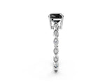 White gold Fancy Black Cushion Cut Solitaire Diamond Ring with Infinity Twist Band and Four-Prong Setting_26