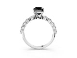 White gold Fancy Black Cushion Cut Solitaire Diamond Ring with Pave Band and Four-Prong Setting_3