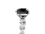White gold Fancy Black Cushion Cut Solitaire Diamond Ring with Pave Band and Four-Prong Setting_5