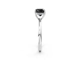 White gold Fancy Black Cushion Cut Solitaire Diamond Ring with Prong Setting and Plain Band_14