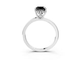 White gold Fancy Black Cushion Cut Solitaire Diamond Ring with Prong Setting and Plain Band_15