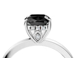 White gold Fancy Black Cushion Cut Solitaire Diamond Ring with Prong Setting and Plain Band_16
