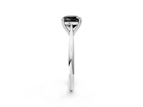 White gold Fancy Black Cushion Cut Solitaire Diamond Ring with Six-Prong Setting and Classic Band_2