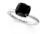 White gold Fancy Black Cushion Cut Solitaire Engagement Ring with Cathedral Band and Four-Prong Setting_1