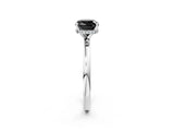 White gold Fancy Black Cushion Cut Solitaire Engagement Ring with Cathedral Band and Four-Prong Setting_2