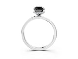 White gold Fancy Black Cushion Cut Solitaire Engagement Ring with Cathedral Band and Four-Prong Setting_3