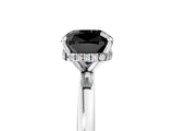 White gold Fancy Black Cushion Cut Solitaire Engagement Ring with Cathedral Band and Four-Prong Setting_5