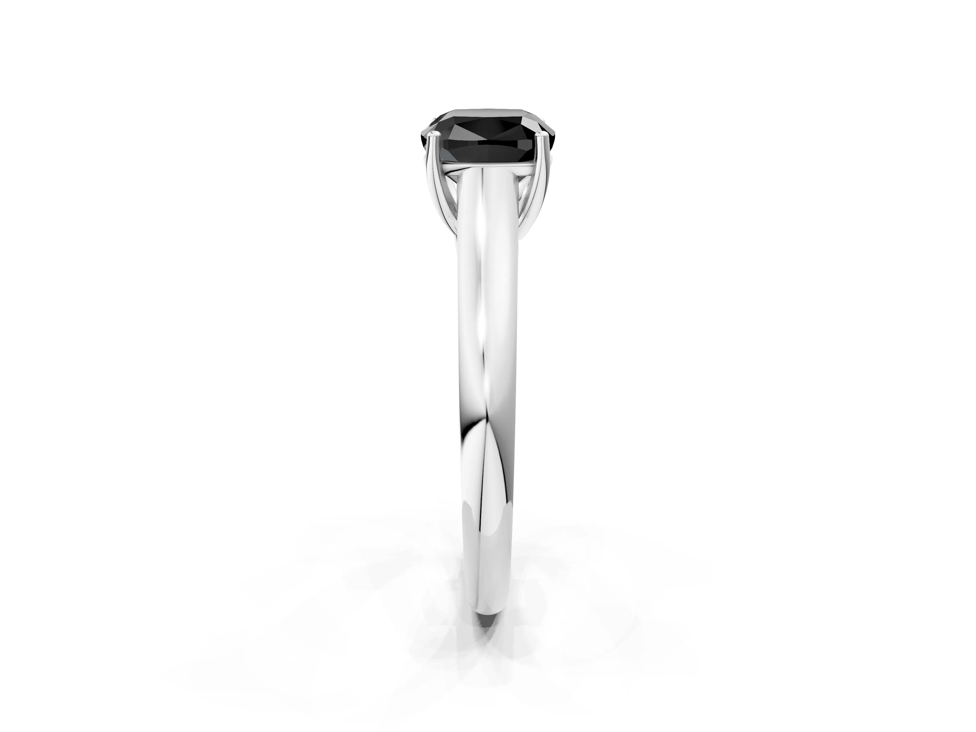 White gold Fancy Black Cushion Cut Solitaire Engagement Ring with Tapered Band and Four-Prong Setting_13
