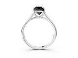 White gold Fancy Black Cushion Cut Solitaire Engagement Ring with Tapered Band and Four-Prong Setting_50