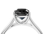 White gold Fancy Black Cushion Cut Solitaire Engagement Ring with Tapered Band and Four-Prong Setting_51