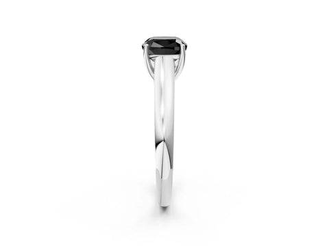 White gold Fancy Black Cushion Cut Solitaire Engagement Ring with Tapered Band and Four-Prong Setting_53