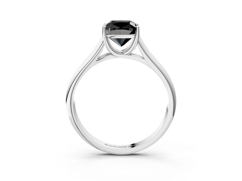 White gold Fancy Black Cushion Cut Solitaire Engagement Ring with Tapered Band and Four-Prong Setting_54