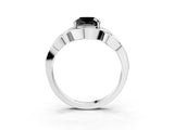 White gold Fancy Black Cushion Cut Solitaire Intertwined Band Prong Setting Ring_3