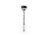 White gold Fancy Black Cushion Cut Solitaire Marquise Side Stone Prong Setting Ring_2
