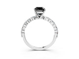 White gold Fancy Black Cushion Cut Solitaire Marquise Side Stone Prong Setting Ring_3