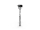 White gold Fancy Black Cushion Cut Solitaire Milgrain Engraved Band with Four-Prong Setting_14