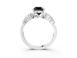White gold Fancy Black Cushion Cut Solitaire Milgrain Leaf Band with Prong Setting_15