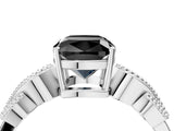 White gold Fancy Black Cushion Cut Solitaire Milgrain Leaf Band with Prong Setting_16
