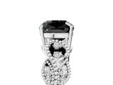 White gold Fancy Black Cushion Cut Solitaire Milgrain Leaf Band with Prong Setting_17