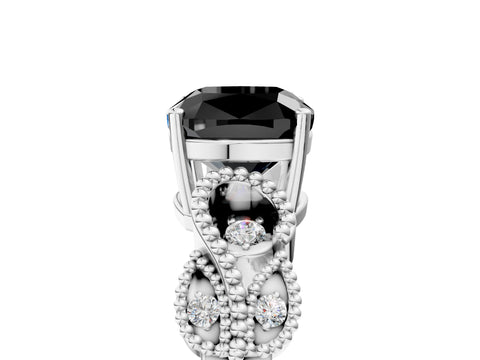 White gold Fancy Black Cushion Cut Solitaire Milgrain Leaf Band with Prong Setting_17