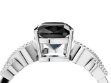 White gold Fancy Black Cushion Cut Solitaire Milgrain Leaf Band with Prong Setting_4