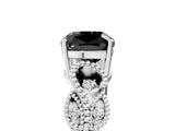 White gold Fancy Black Cushion Cut Solitaire Milgrain Leaf Band with Prong Setting_5
