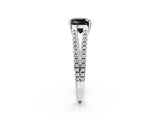 White gold Fancy Black Cushion Cut Solitaire Split Shank Pavé Diamond Engagement Ring_2