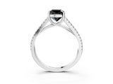 White gold Fancy Black Cushion Cut Solitaire Split Shank Pavé Diamond Engagement Ring_3