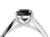White gold Fancy Black Cushion Cut Solitaire Split Shank Pavé Diamond Engagement Ring_4