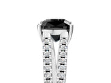 White gold Fancy Black Cushion Cut Solitaire Split Shank Pavé Diamond Engagement Ring_5