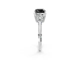 White gold Fancy Black Cushion Cut Solitaire Split Shank Pave Diamond Engagement Ring with Four-Prong Setting_2