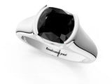 White gold Fancy Black Cushion Cut Solitaire Tension Set Diamond Ring with Split Shank Band_13