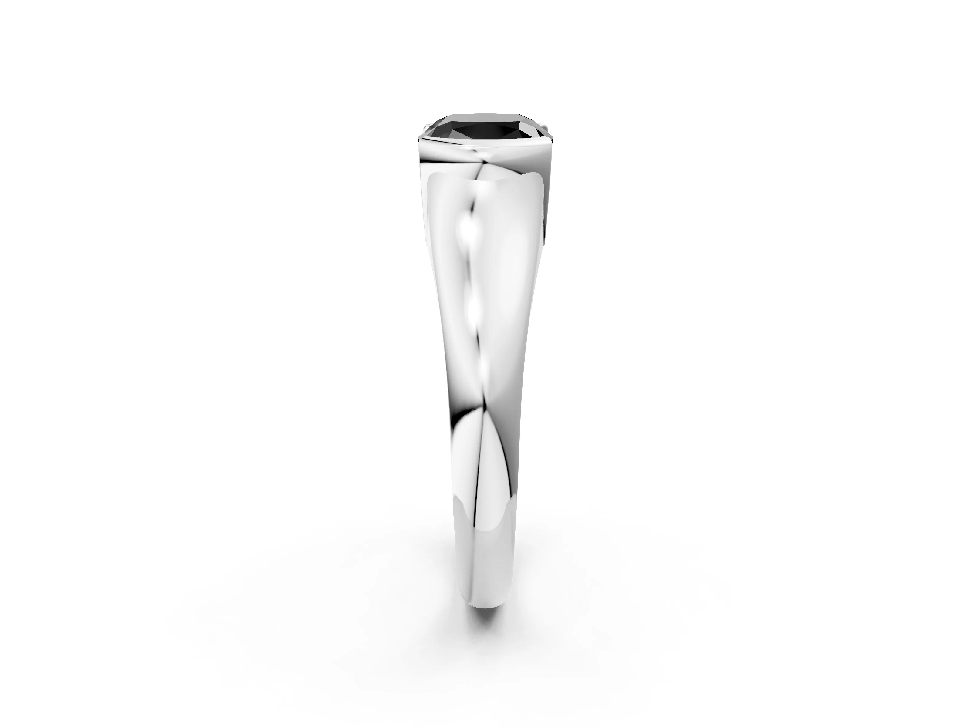 White gold Fancy Black Cushion Cut Solitaire Tension Set Diamond Ring with Split Shank Band_14