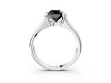 White gold Fancy Black Cushion Cut Solitaire Tension Set Diamond Ring with Split Shank Band_15