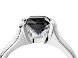 White gold Fancy Black Cushion Cut Solitaire Tension Set Diamond Ring with Split Shank Band_16