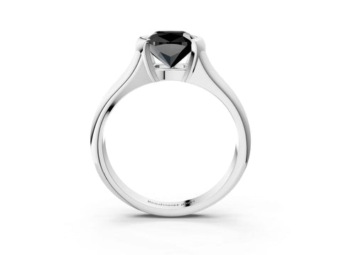 White gold Fancy Black Cushion Cut Solitaire Tension Set Diamond Ring with Split Shank Band_3