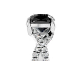 White gold Fancy Black Cushion Cut Solitaire Twist Pave Diamond Engagement Ring with Prong Setting_17