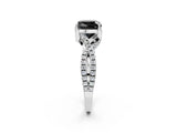 White gold Fancy Black Cushion Cut Solitaire Twist Pave Diamond Engagement Ring with Prong Setting_20
