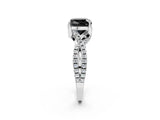White gold Fancy Black Cushion Cut Solitaire Twist Pave Diamond Engagement Ring with Prong Setting_26