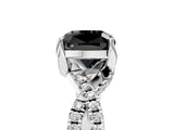 White gold Fancy Black Cushion Cut Solitaire Twist Pave Diamond Engagement Ring with Prong Setting_5