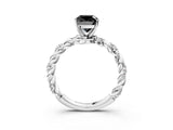 White gold Fancy Black Cushion Cut Solitaire Twisted Band with Pavé Accents and Four-Prong Setting_3