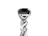 White gold Fancy Black Cushion Cut Solitaire Twisted Band with Pavé Accents and Four-Prong Setting_5