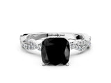 White gold Fancy Black Cushion Cut Solitaire Twisted Pave Band with Four-Prong Setting_15