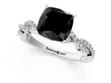 White gold Fancy Black Cushion Cut Solitaire Twisted Pave Band with Four-Prong Setting_16