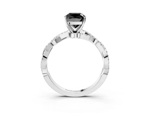 White gold Fancy Black Cushion Cut Solitaire Twisted Pave Band with Four-Prong Setting_18