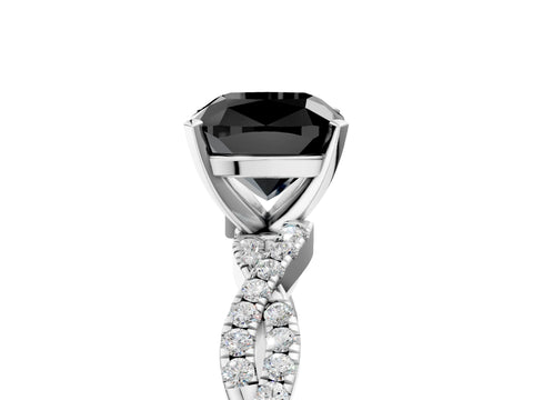 White gold Fancy Black Cushion Cut Solitaire Twisted Pave Band with Four-Prong Setting_20