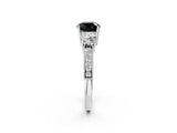 White gold Fancy Black Cushion Cut Three-Stone Diamond Ring with Pavé Band and Four-Prong Setting_14