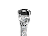 White gold Fancy Black Cushion Cut Three-Stone Diamond Ring with Pavé Band and Four-Prong Setting_17